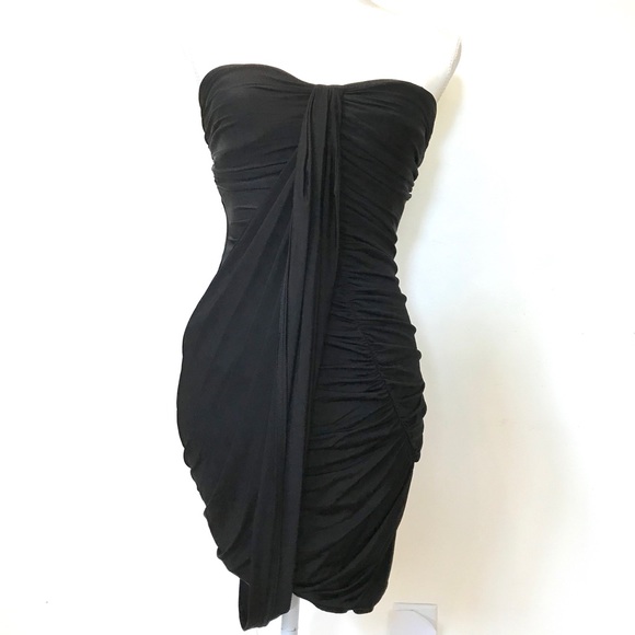 bebe Dresses & Skirts - BEBE Body-con in black w/sexy straps & rippling S